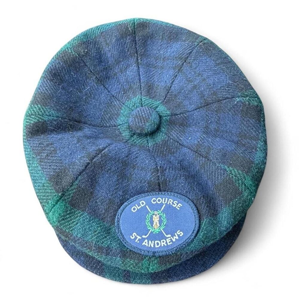 Vintage Sandy Davidson St Andrews Old Course Tartan Golfer Cap